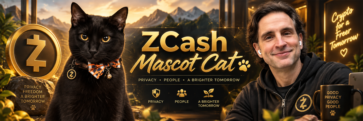 ZCash Mascot Cat with the gold Z — privacy, people, a brighter tomorrow